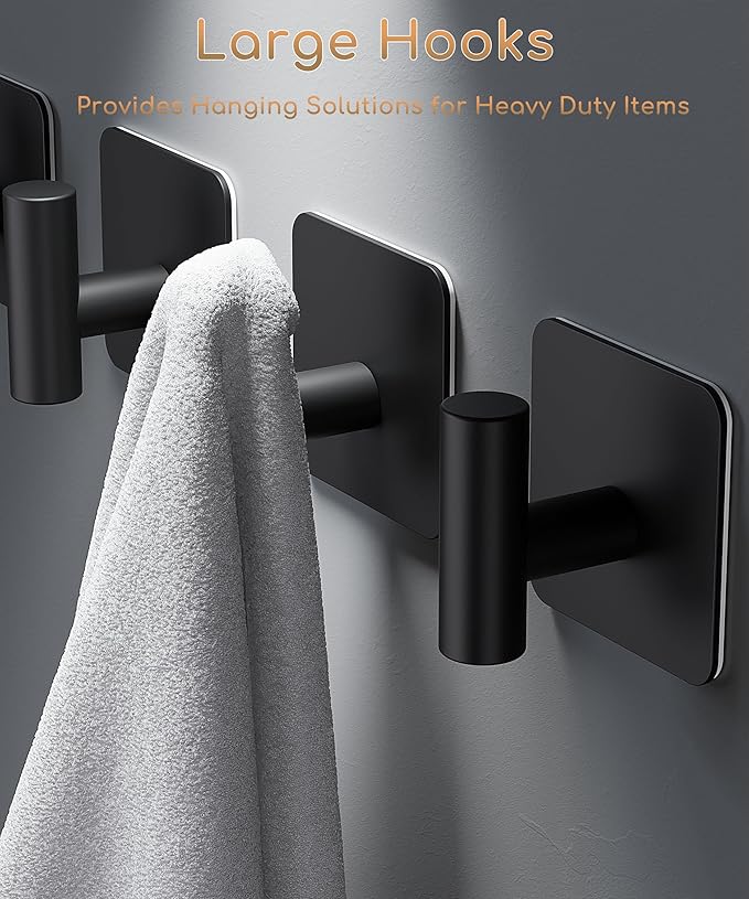 4 Pack Large Heavy Duty Wall Hooks - 26lb Max - Image 2