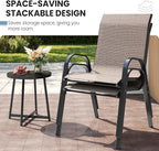 Patio Dining Chairs Set of 8, Outdoor High Stacking Chairs，Breathable Seat Fabric and Alloy Steel Frame for Backyard, Porch, Garden, Sunroom (Light Brown) - Image 6