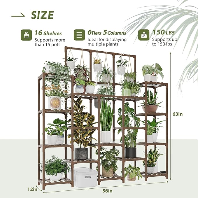 Plant Stand Indoor with Grow Light 14 tiers Large Plant Shelf for Indoor Plants Display Heavy Duty Plant Rack for Living Room Patio Decor - Image 6