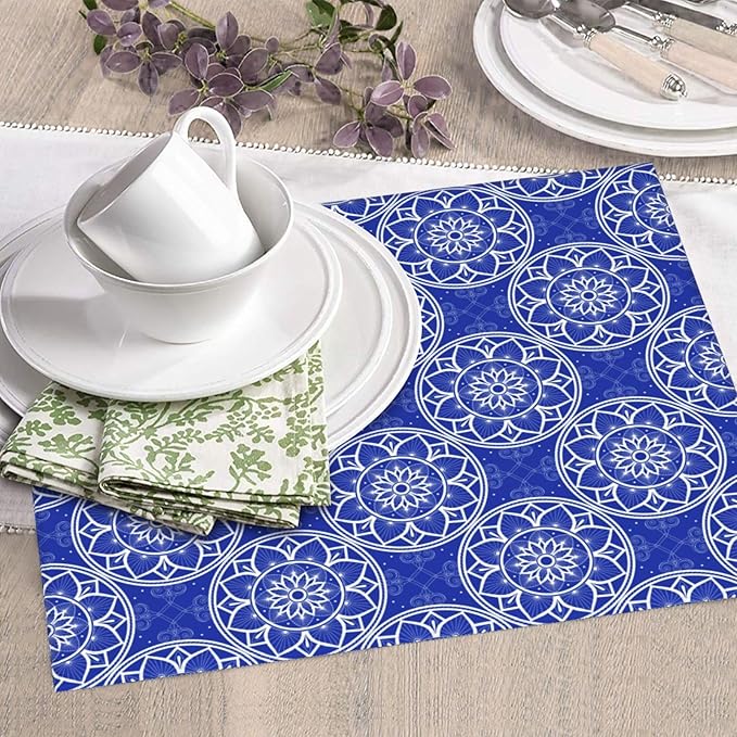 Chinoiserie Blue and White Floral Dish Drying Mats - Image 5