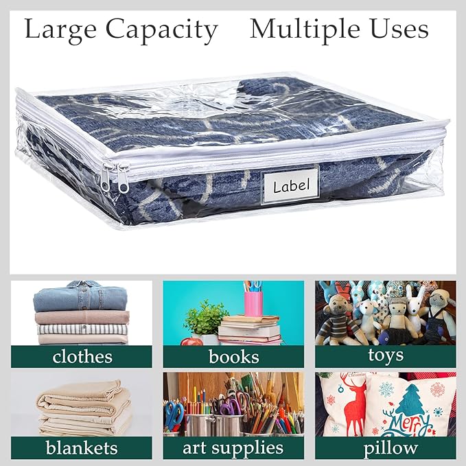 Hoolerry 6 Pieces Sweater Storage Bags Plastic Clear PVC Clothes Storage Bags - Image 7