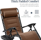Best Choice Products Oversized Padded Zero Gravity Chair, Folding Outdoor Patio Recliner, XL Anti Gravity Lounger for Backyard w/Headrest, Cup Holder, Side Tray, Polyester Mesh - Dark Brown - Image 4