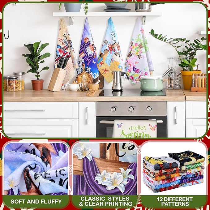 12 Pcs Seasonal Kitchen Towels Set - Image 4