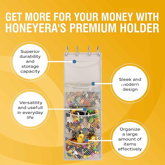 Honeyera The Original Storage for Stuffed Animals, Over Door Organizer for - Image 6
