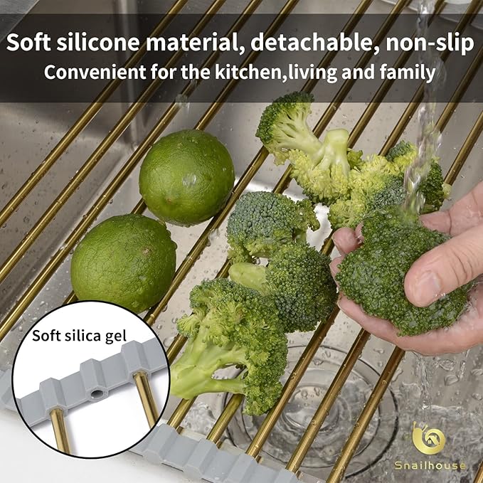 Snailhouse Roll Up Dish Drying Rack, Stainless Steel Dish Drainer Over The Sink - Image 5