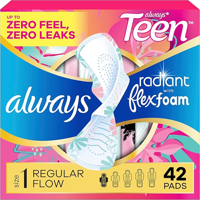 Always Radiant Teen Pads, Size 1, by Always