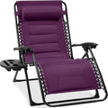 Best Choice Products Oversized Padded Zero Gravity Chair, Folding Outdoor Patio Recliner, XL Anti Gravity Lounger for Backyard w/Headrest, Cup Holder, Side Tray, Polyester Mesh - Amethyst Purple by BestChoiceProducts