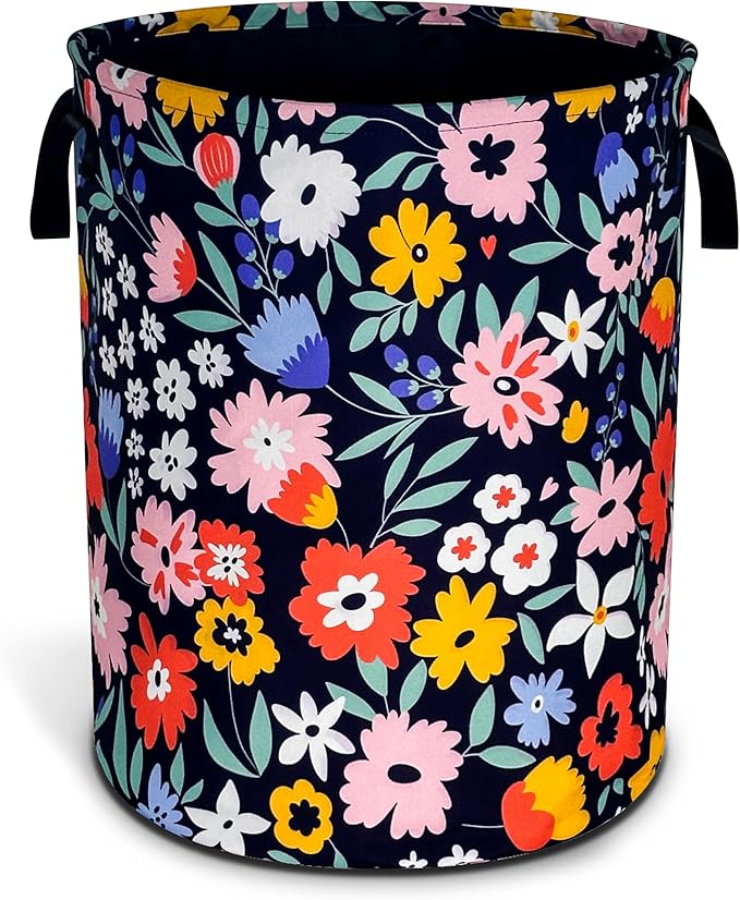 Folk Floral Art Laundry Basket Beautiful Flowers Foldable Oxford Cloth Funny by NUTAINLA