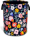 Folk Floral Art Laundry Basket Beautiful Flowers Foldable Oxford Cloth Funny by NUTAINLA
