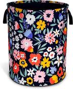 Folk Floral Art Laundry Basket Beautiful Flowers Foldable Oxford Cloth Funny by NUTAINLA