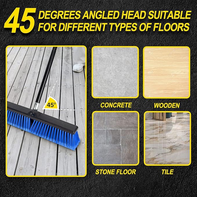 18 Inches Outdoor Push Broom Heavy Duty Shop Broom - Image 4