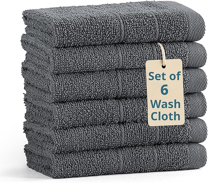 Casa Platino Wash Cloths Pack of 6-100% Cotton Washcloths by CasaPlatino