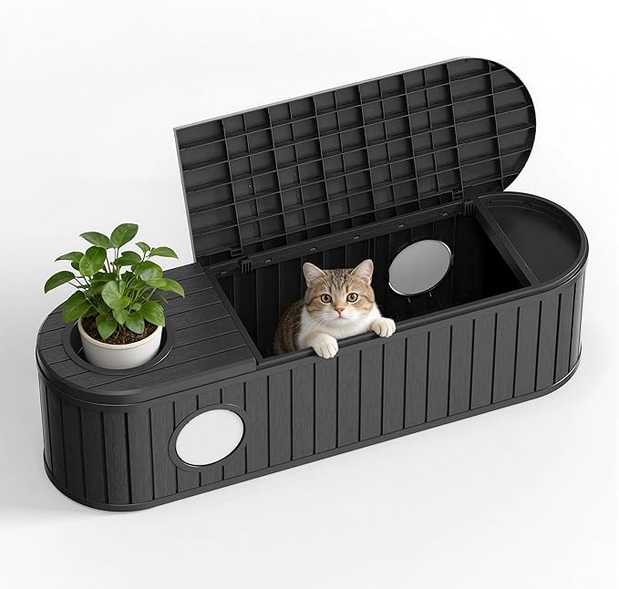 DRATO Outdoor Storage Box, Resin Deck Storage Box Waterproof Patio Storage Box for Indoor & Outdoor Use，Black by DRATOprovidesawarmandcozy