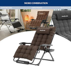 UDPATIO Oversized Zero Gravity Chair 29In XL Patio Reclining Chair with Cushion, Outdoor Folding Recliner with Pillows|Cup Holder|Foot Rest|Padded Headrest, Brown Grey, Support 500LB - Image 4
