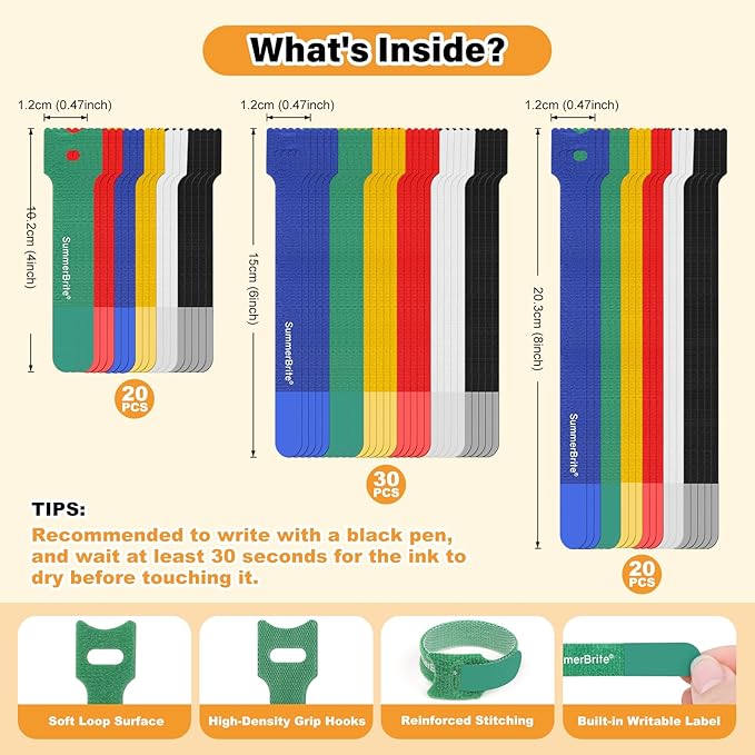70 Pack Assorted Cable Ties Multi-Color - Image 2