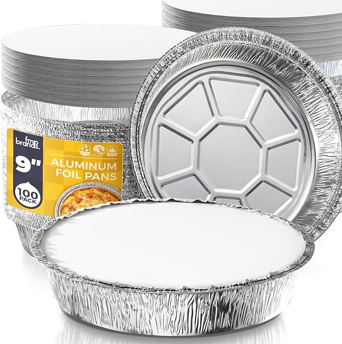 Fit Meal Prep 100 Pack 9” Round Aluminum Foil Pans by FMPBRANDS
