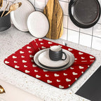 Valentines Day Dish Drying Mat for Kitchen Counter 16x18 Cream Red Love Heart - Image 5