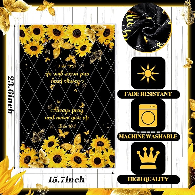 Bencailor 4 Pcs Sunflower Kitchen Towels Butterfly Flower Hand Dish Towels - Image 3