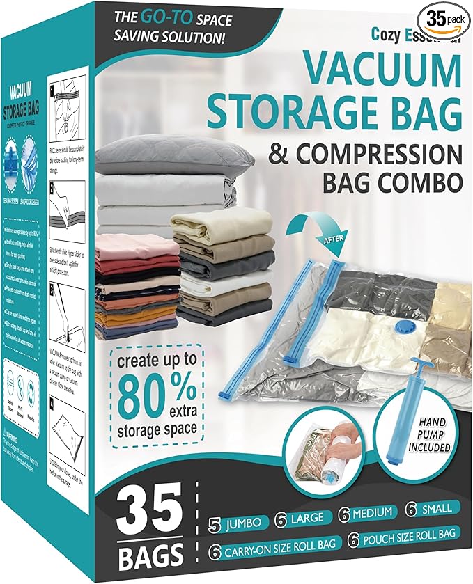 Cozy Essential Vacuum Storage Bags, Compression Space Saver Bags by CozyEssential