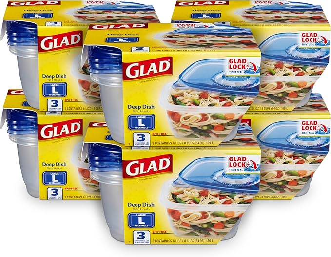 Glad GladWare Deep Dish Food Storage Containers, Large Rectangle by GladTrashFoodStorage