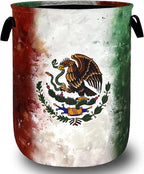 Vintage Mexican Flag Laundry Basket Oxford Cloth Foldable Mexico Laundry Hamper by Unknown