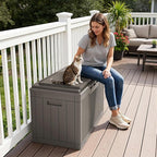 Greesum 100 Gallon Resin Deck Box Large Outdoor Storage Boxes with Cushions for Garden Tools, Patio Furniture Pillows, Pool Supplies, Light Coffee - Image 3
