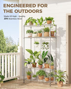 Large Plant Shelf Indoor Plant Stand Outdoor 4 Tier for Plants Heavy Duty 3000lbs Plant Rack Storage Shelves Adjustable Tall Plant Holder for Balcony Garden Patio - Image 7