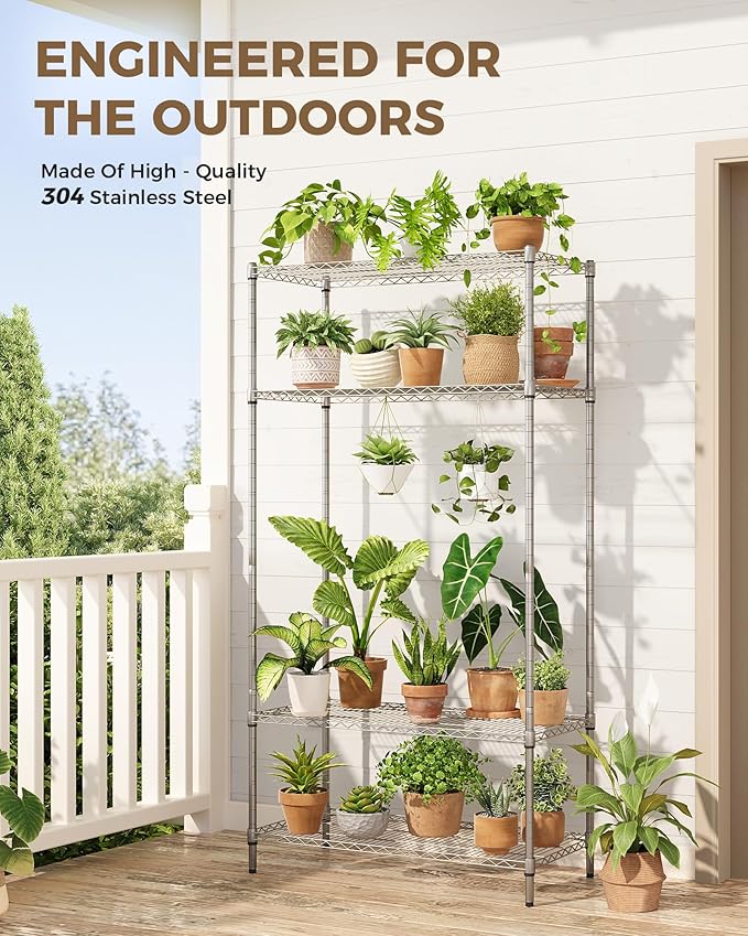 Large Plant Shelf Indoor Plant Stand Outdoor 4 Tier for Plants Heavy Duty 3000lbs Plant Rack Storage Shelves Adjustable Tall Plant Holder for Balcony Garden Patio - Image 7