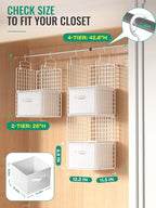 Hanging Closet Organizer with Drawers, 4 Tier Metal Closet Organizers and - Image 2