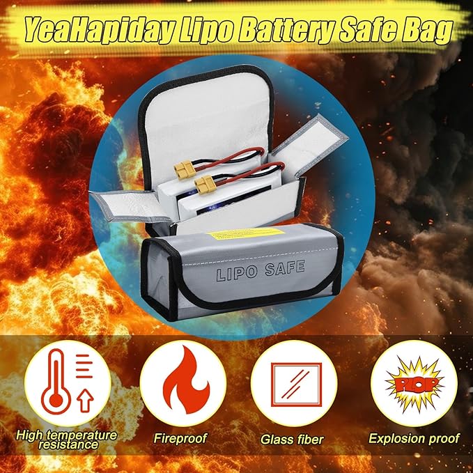 2PCS Lipo Battery Safe Bag, Fireproof Protection, Explosion-Proof, Battery - Image 6
