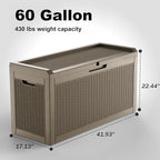 DRATO 60 Gallon Deck Box, Waterproof Resin Large Outdoor Storgae Box for Patio Furniture, Patio Cushions, Gardening Tools, Pool Supplies, Lockable（Gray，60 Gallon） - Image 2