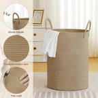 Tall Laundry Basket with Handles, 72L Portable Dirty Clothes Hamper, Boho - Image 3