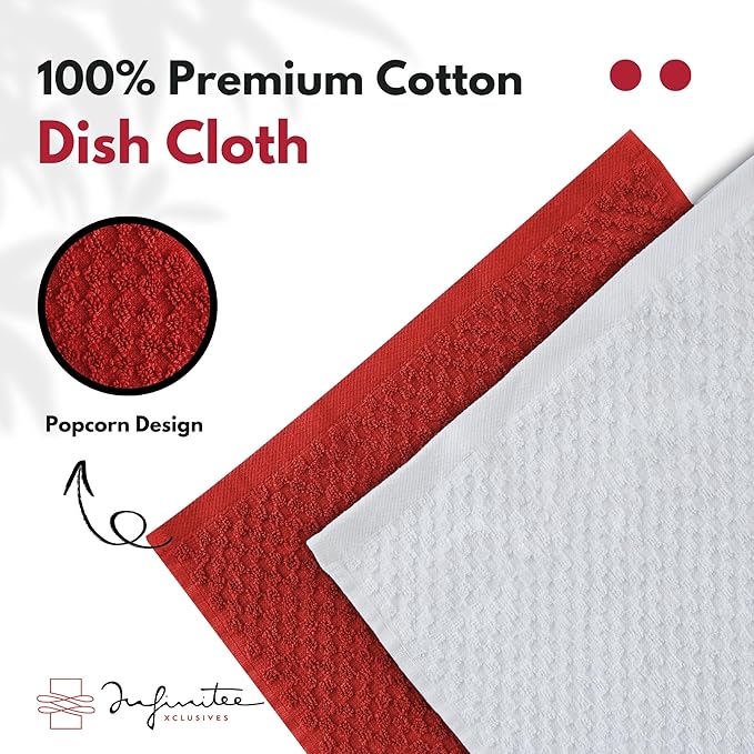 Infinitee Xclusives Premium Dish Cloth 100% Cotton 12 x 12 Inches |Pack of 4| - Image 7
