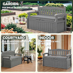 Flamaker 80 Gallon Storage Bench with Cushions Outdoor Indoor, Durable All-Weather Seating with Hidden Storage, Lockable Deck Box for Garden, Patio, Poolside (Grey) - Image 5