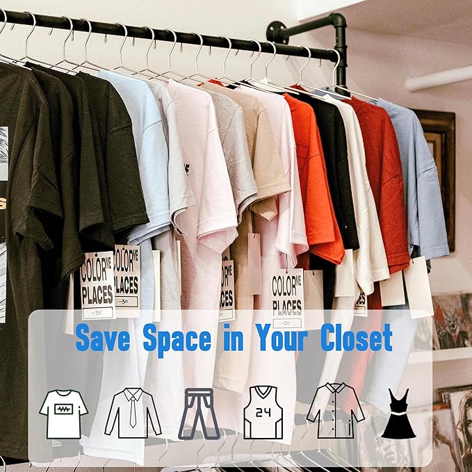 Wire Hangers 60 Pack, Heavy Duty, Space Saving, Stainless Steel, 16.5inches - Image 4