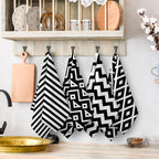 White Black Kitchen Towels Decorative Set of 4, Soft Absorbent Abstract Modern - Image 6