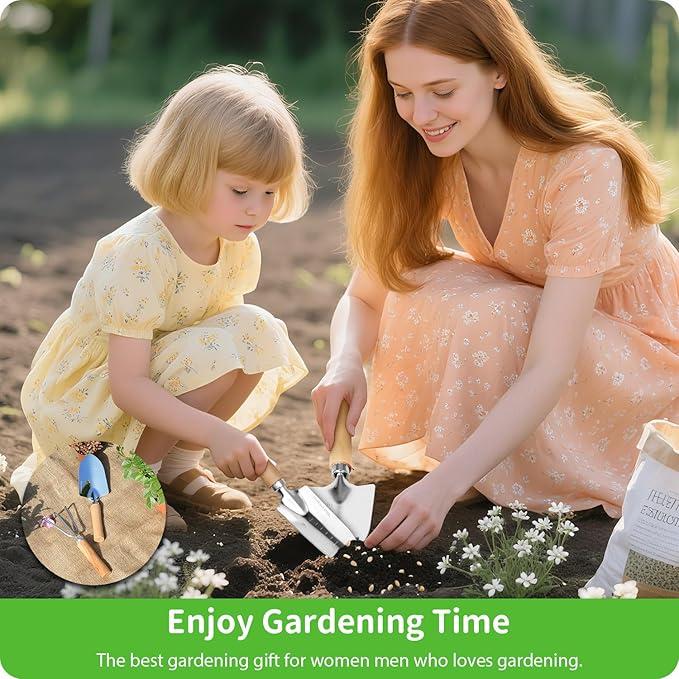 Garden Tool Set, 2 Pieces Stainless Steel Heavy Duty Garden Tools, Gardening Kit with Wooden Handle Garden Hand Tools, Durable Garden Tools for Gardening, Gardening Gifts for Women Men - Image 3