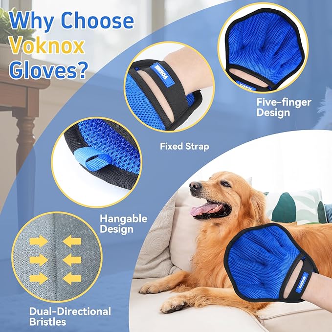Pet Hair Removal Glove for Dogs & Cats, Electrostatic Five-Finger Hair Remover - Image 7