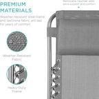 Best Choice Products Set of 2 Adjustable Steel Mesh Zero Gravity Lounge Chair Recliners w/Pillows and Cup Holder Trays - Dove Gray - Image 6