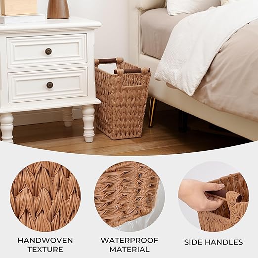 GRANNY SAYS Bathroom Wastebasket, Caramel Orange Woven Trash Can - Image 3