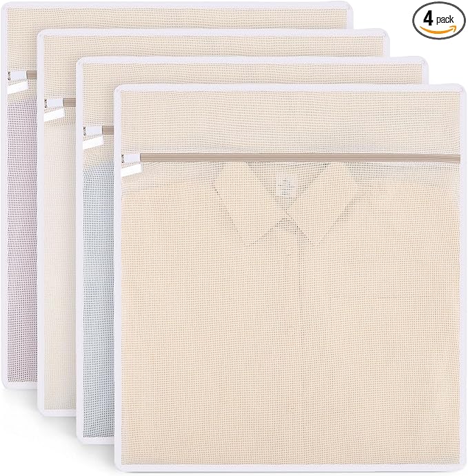 4Pcs Durable Cotton Mesh Laundry Bags by Dntorx
