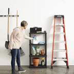 Gracious Living 4 Pack Light Duty Storage Shelves, Knect-A-Shelf 4-Shelf Ventilated Shelving Rack Organizer for Home, Garage, Basement & Laundry, Black - Image 2