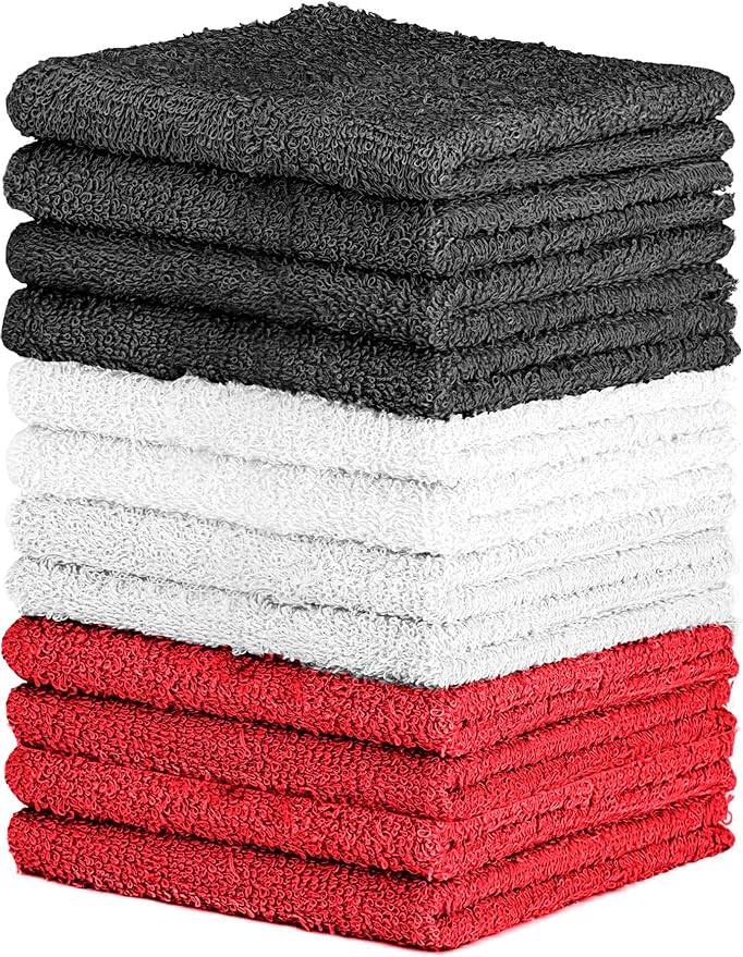 100% Cotton Washcloth Set – Soft, Absorbent Face Towels by QUBA+LINEN