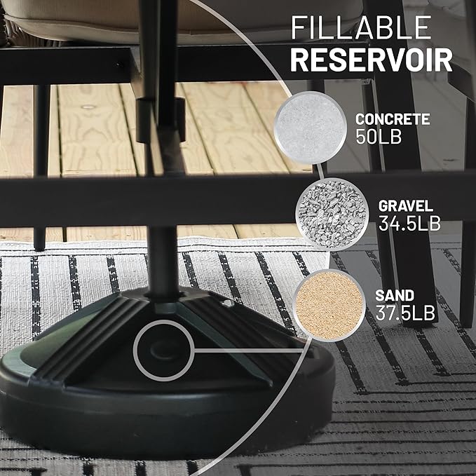 US Weight Durable Fillable Umbrella Base for Patio Table - 50 Pound Capacity Heavy Duty Adjustable Stand for Outdoor Umbrellas - Made in The USA - Image 2