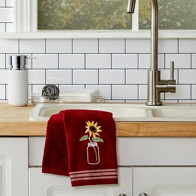 SKL Home by Saturday Knight Ltd. Sunflower In Jar 2 Pc Hand Towel Set - Image 3