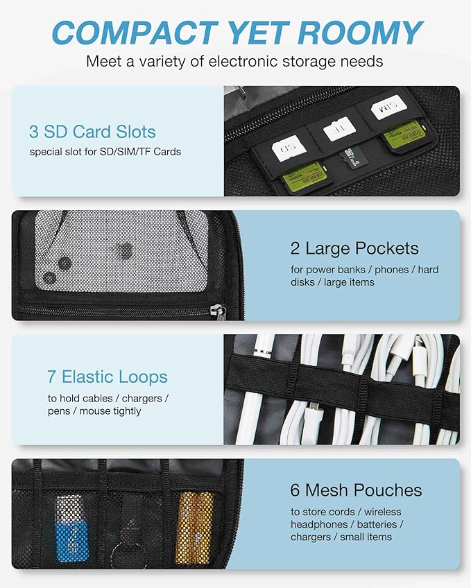 BAGSMART Large Electronics Organizer Travel Case, Travel Cable Organizer Bag - Image 3