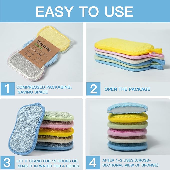 Dish Sponge Kitchen Sponges, Scrub Sponges, Double Sided Cleaning, Non Scratch - Image 3