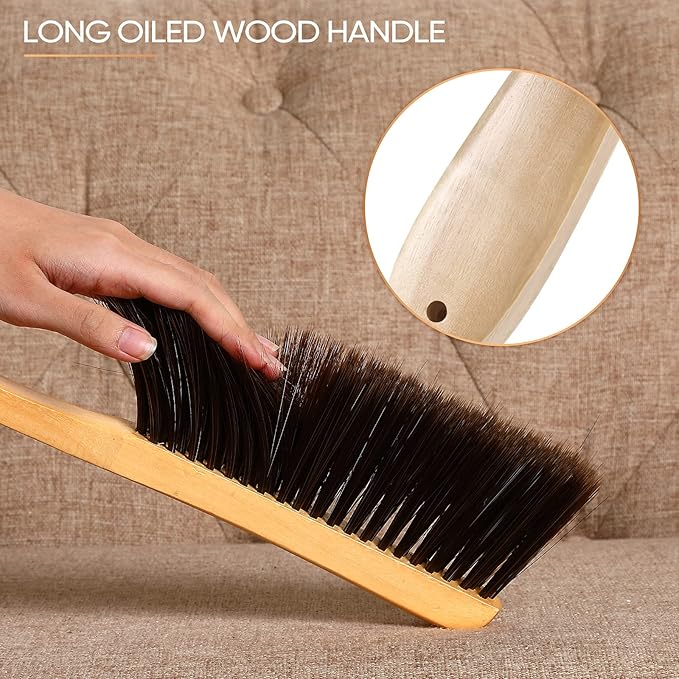 Patelai 2 Pieces Wooden Bench Brushes, Soft Bristles, Long Wood Handle - Image 3