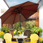 Sunnyglade 9' Patio Umbrella Outdoor Table Umbrella with 8 Sturdy Ribs（Brown） - Image 5