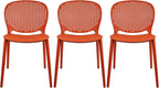 2xhome Set of 3 Patio Dining Chairs | Modern Stackable Outdoor Pool Side Chair | Weather Resistant Plastic for Yard, Porch, Balcony, Kitchen, Orange by 2xhome